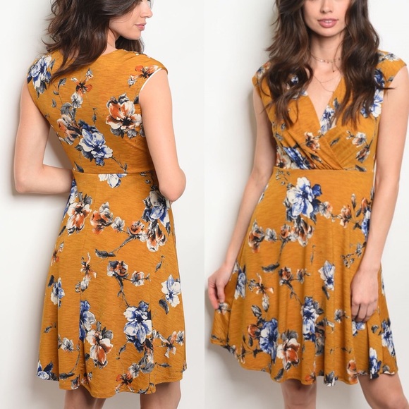Dresses & Skirts - Mustard Floral Dress